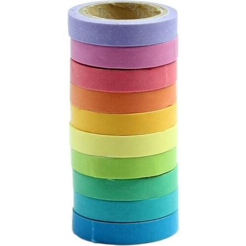 10x Decorative Colorful Rainbow Sticky Paper Masking Adhesive Tape Scrapbooking DIY 5m*0.7cm