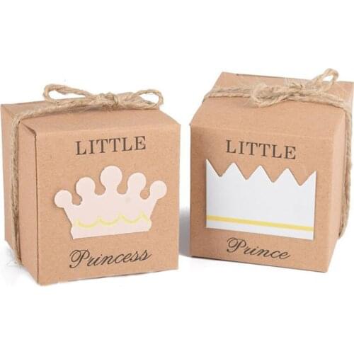 JUMI 100pcs Kraft Paper Packaging Box for Candy Baby Shower Cardboard Box Kraft Gift Boxes Baby Shower Birthday party Supply