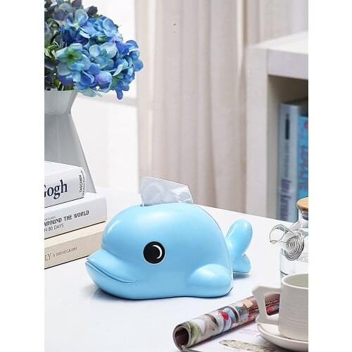 Creative Cute European-Style Dolphin Tissue Box Household Living Room Napkin Paper Case Modern Minimalist Luxury Car Drawer Box