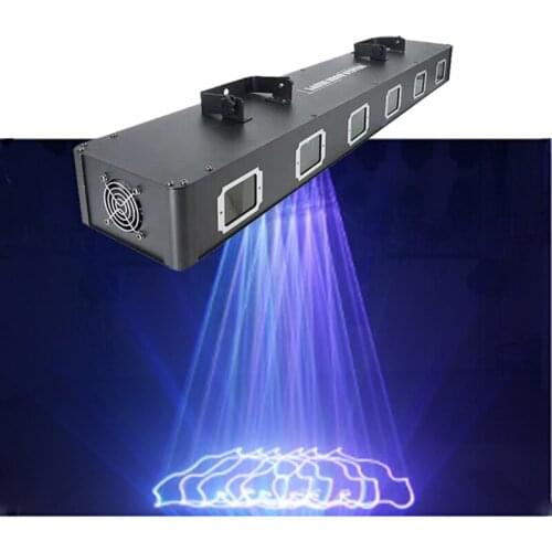 Full Color Mixing Effects DJ Laser Projector 6 Eyes Laser Light DMX512 Stage Line Scanner Lighting Disco Christmas Party Lights