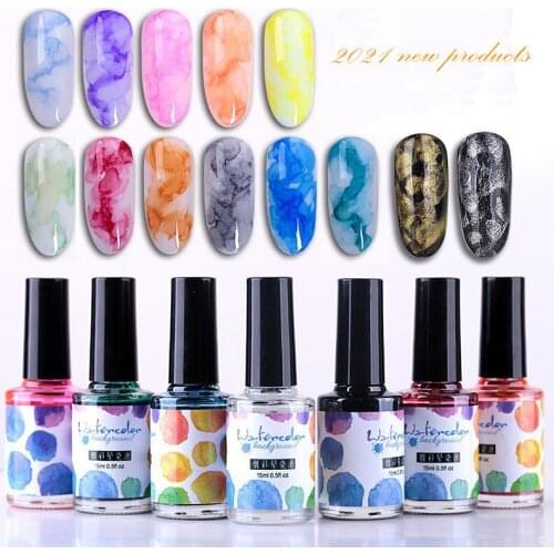 Manicure blooming liquid ink smoke Color DIY glass bubble nail marble pattern Japanese gradient nails transparent blooming liqui