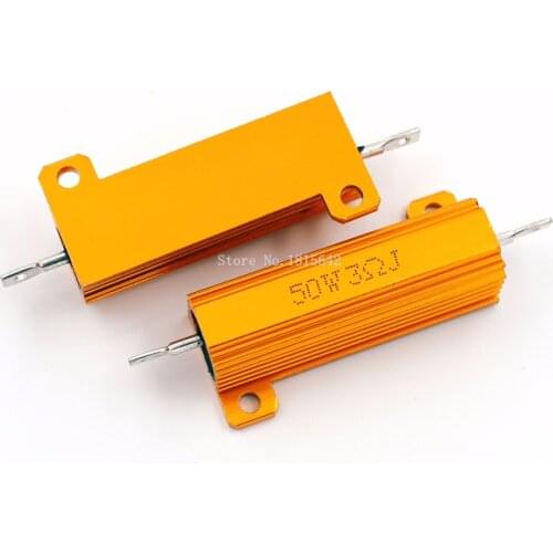 RX24 50W 3R 3RJ Metal Aluminum Case High Power Resistor Golden Metal Shell Case Heatsink Resistance Resistor 3 ohm 50w