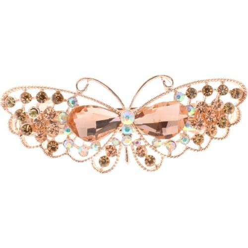 Fashion Women Jewelry Crystal Rhinestone Butterfly Hair Barrette Clip Hairpi