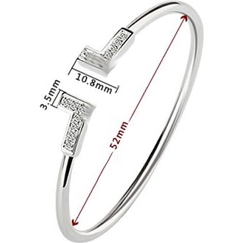 Fashion Double T Bracelet Women New Hot trend Rose Gold Inlaid Zircon Opening Temperament Advanced Sense Bangle Wholesale