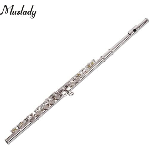 Muslady 16 Holes Closed Hole Flute C Key Flutes Cupronickel with Cleaning Cloth Rod Gloves Screwdriver Woodwind Instrument