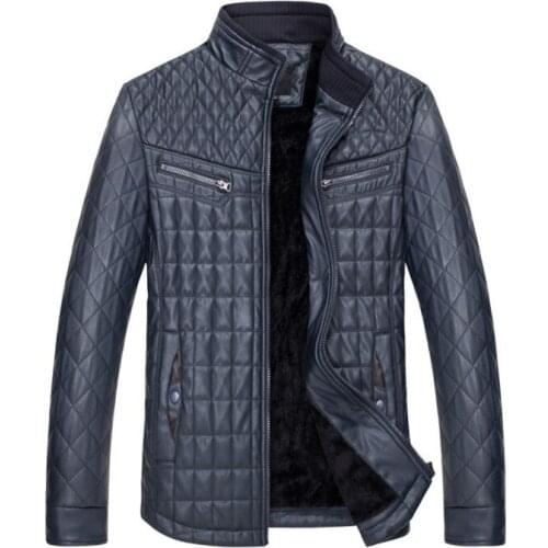 Men PU leather jackets High quality Stand Collar fashion motorcycle leather jackets coats Autumn Winter jackets men