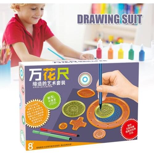 28pcs Spirographs Drawing Toys Set of Paint Model Geometric Ruler Creatives Educational Toy for Childrens Gift LBV