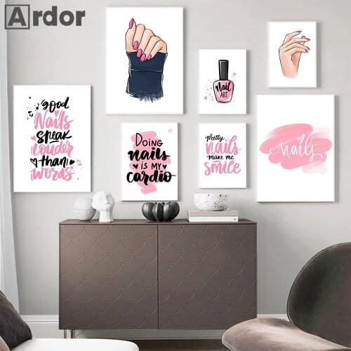Nail Polish Wall Art Poster Fashion Canvas Painting Pink Quotes Print Lashes Posters Modern Wall Pictures For Beauty Salon Decor
