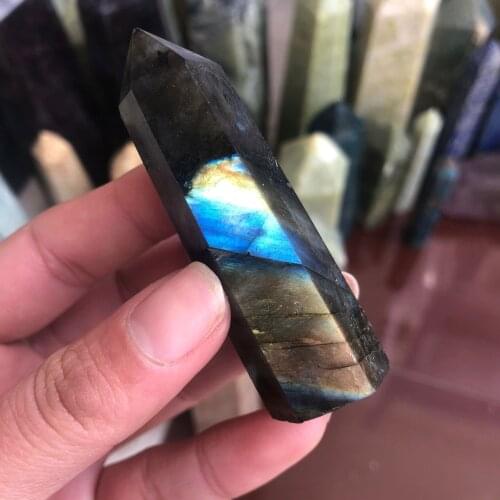 Natural Crystal Labradorite Tower Points Wand Healing Stones Gemstones