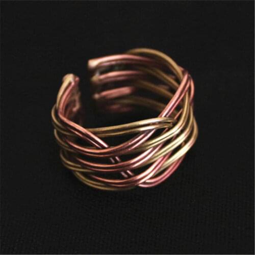 Nepal Vintage Handmade Rings Copper Wrapped Silk Open Ring R032