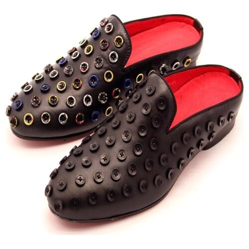 New leather slipper shoes for men casual Mules button men shoes size 35-44