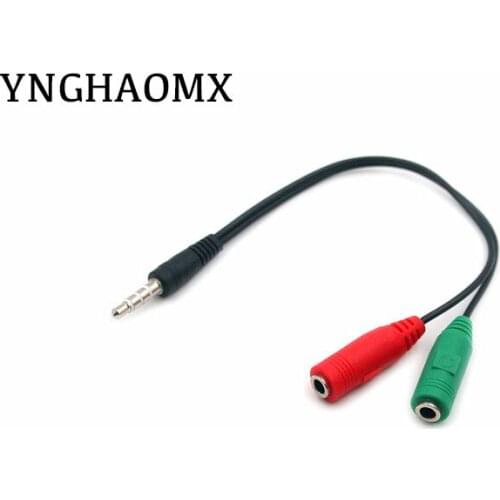 Wholesale 500pcs/lot Extension Audio Splitter Cable + Mic Earphone Headphones Jack 1 to 2 Y Stereo Splitter for iPhone 5