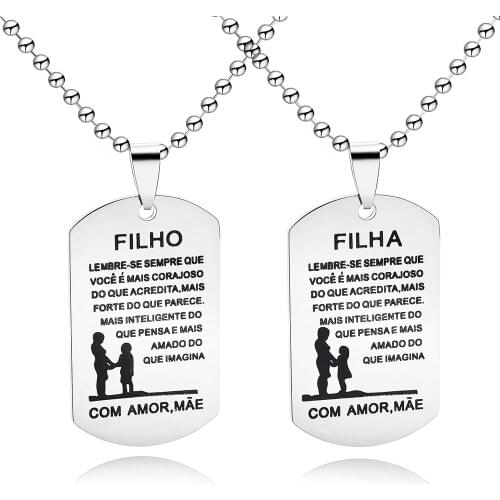 Stainless Steel pendant necklace for women men family love father mom kids Portuguese necklace family gifts