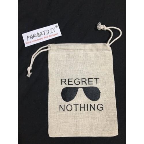 Personalized Regret Nothing Bachelorette Hangover bridal shower recovery Survival Kit wedding favor gift muslin bags Candy pouch