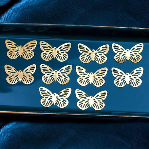 Hollow Butterfly Filigree Wraps 10pcs Gold Metal Connectors Crafts For Jewelry Making DIY Accessories Charm Pendant Filigree