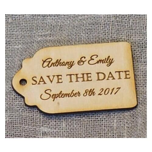 CUSTOM Wooden rustic SAVE THE DATE Wedding birthday gift favor tags bridal shower engagement party favors invitation inserts