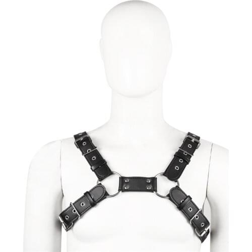 Fetish Men Sexual Gay Chest Harness Belts Adjustable Male Leather Lingerie Body Harness Strap BDSM Gay Bondage Clothing for Sex