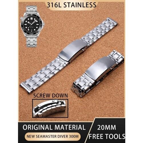 20mm 316L Stainless Steel Watch Band Special for New Seamaster DIVER 300M Strap Calibre For Omega 8800 Movement Watchband