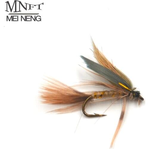 MNFT 10PCS 12# Dry Flies Economic Fly Selection Fishing Lures Golden Wire Yellow Zebra Body Fishing Flies