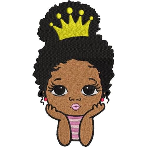 Cute Cartoon Afro Little Girl Embroidered Iron On Patches Kids Design Badges Appliques DIY Accessories