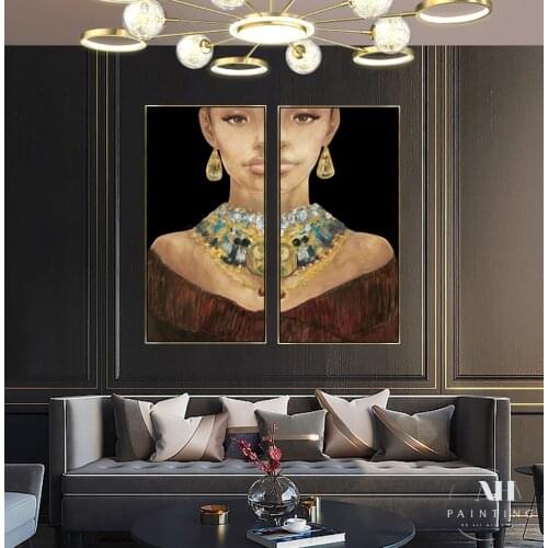 Light Luxury African Beauty Poster Abstract Figures Wall Art Canvas Painting For Living Room Wall Decorative Pictures Home Decor