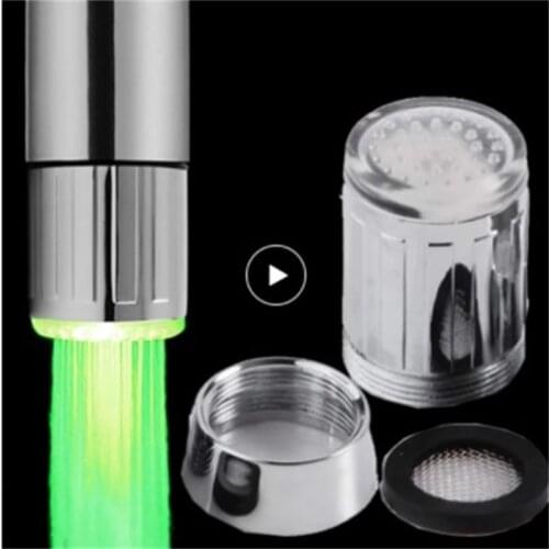 LED Temperature Sensitive 3-Color Light-up Faucet Kitchen Bathroom Glow Water Saving Faucet Aerator Tap Nozzle Shower Faucet