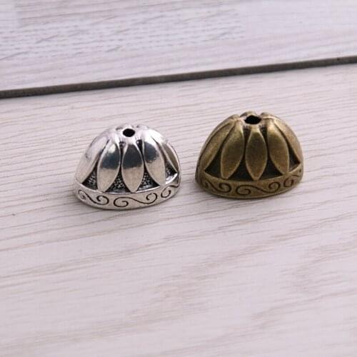 SWEET BELL 14pcs 12*13*20mm Two Color Receptacle Hollow Flower Hat DIY Spaced Jewelry Accessories Charms For Jewelry Making