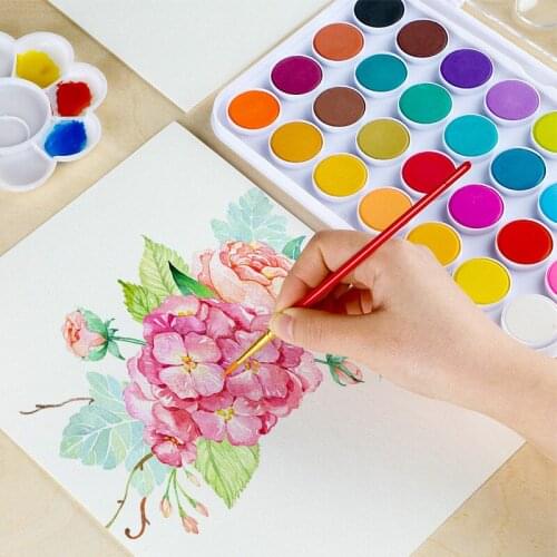Art Supplies Portable Watercolour Paint Washable Beginners Hand-painted Watercolor Set 12 16 28 36 Colors Painting Stationery