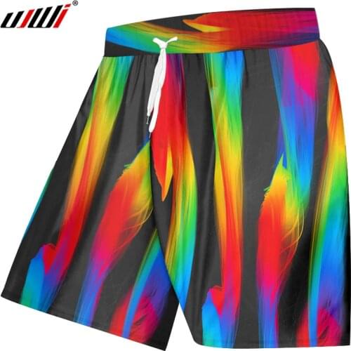 UJWI NEW Mens 3D Print Paint stripe gradientShorts Fitness Breathable Quick Dry Men Pants Relax Brand Casual Shorts Plus Size