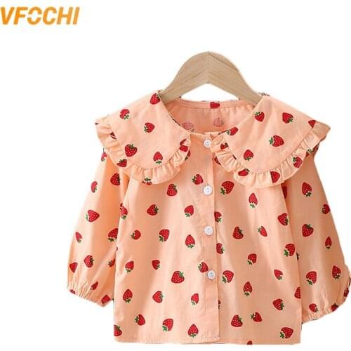 VFOCHI Girls Blouse Kids Tops Ruffled Collar 7 Color Girls Long Sleeve Shirt Children Wedding Clothing Baby Girl Top Tee Shirts