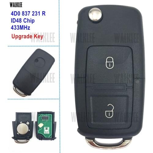 WALKLEE 433MHz Remote Key for Audi 4D0837231R / 4D0 837 231 R for A2 A3 B5 A4 A6 Quttro RS 1997 - 2002