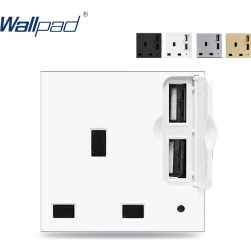 Wallpad 2 USB Charger 13A UK Standard Socket Function Key with LED For Module only 52*52mm