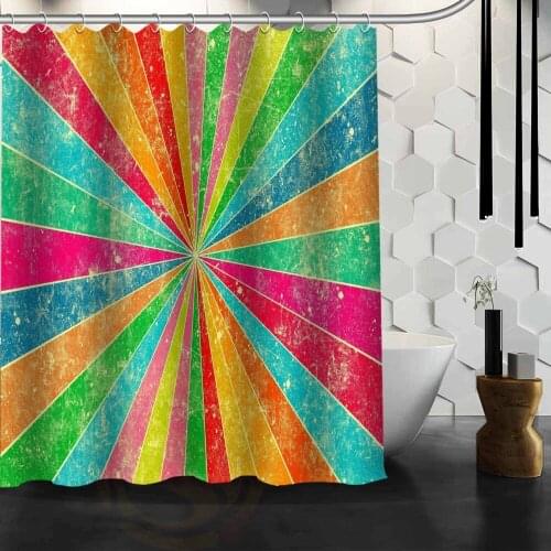 Custom Colorful Stripe Pattern Shower Curtain Bath Curtain Waterproof Fabric Bathroom Curtain MORE SIZE 165X180cm,180X200cm
