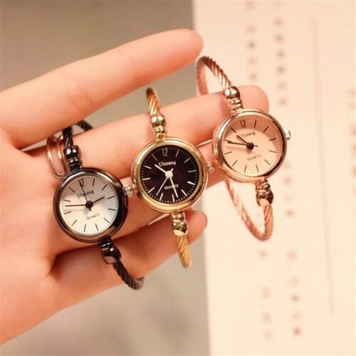 Ulzzang Simple Women Watches Elegant Female Rose Gold Open Small Bracelet Watch Fashion Brand Retro Ladies Wristwatches Clock