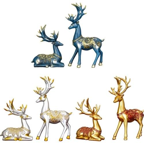 1Pair Nordic Deer Statue Elk Couple Shelf Wine Cabinet Reindeer Lover Sculpture Shelf Tabletop Bookcase Figurines Ornament