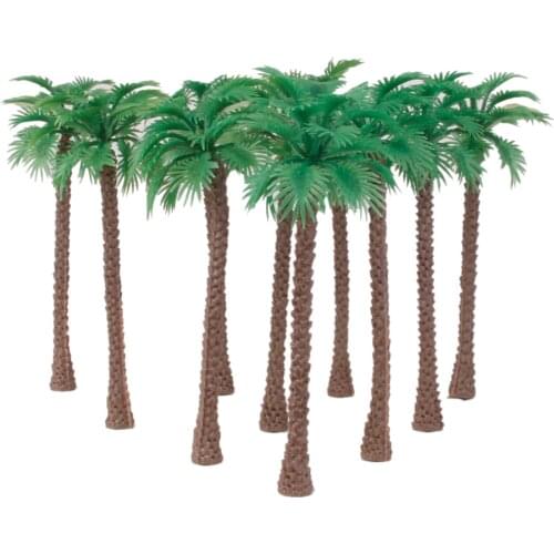 10pcs 14cm Plastic Model Trees Artificial Palm Trees Rainforest Scenery Layout Accessories 1:65 Scale