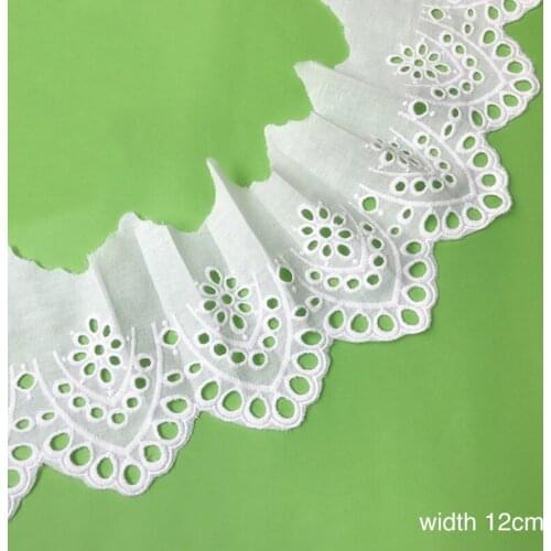 14yards White Cotton cloth lace Embroidery lace trims lace fabric ribbon handmade DIY garment sewing hemline clothing accessorie