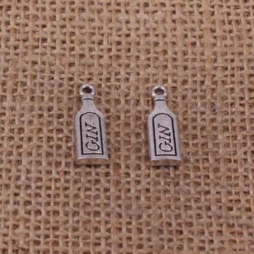 17pcs Gin Bottle Charms 22x7mm Antique Silver Color Pendant for DIY Jewelry Making Findings Handmade Craft 8266