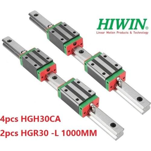 2pcs Hiwin linear guide HGR30-1000MM + 4pcs HGH30CA linear narrow blocks for cnc