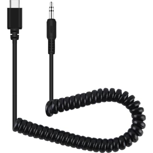 3.5mm TRRS Male to Type-C Male Live Microphone Audio Adapter Spring Coiled Cable for DJI OSMO Pocket Huawei Smartphones