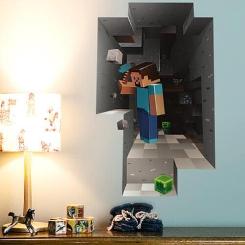 Game Minecrafte 3D anime wall Stickers creeper steve 3d vinyl stickers for Bedroom living room decoration kids Favorite posters