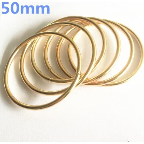60pcs 50mm 2''in Metal Round O Ring Buckle Non Welded Rose Gold Garment Accessories DIY For bags clothes ribbon webbing strap