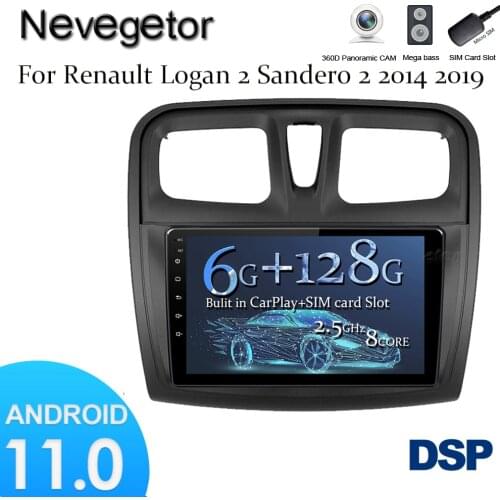 For Renault Logan 2 2012 - 2019 Sandero 2 2014 - 2019 Car Radio Multimedia Video Player Navigation GPS Android No 2din 2 din dv