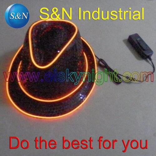 2AA batteries caseon/slow flash/quick flash/off inverter with Orange el wire Panama Jazz hat/cap+ free shipping