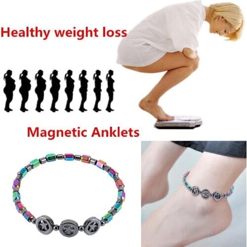 Mixed Color Weight Loss Round Stone Magnetic Therapy Bracelet Health Care Magnetic Hematite Ankle Chain For Men Women