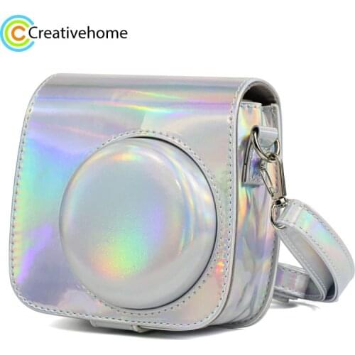 Aurora Oil Paint Full Body Camera PU Leather Case Bag with Strap for FUJIFILM instax mini 9 / mini 8+ / mini 8