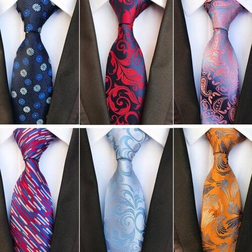 Ricnais 8cm Luxury Ties For Men Boys Tie Business Wedding Mens Accessories Men Gift Floral Neckties For Men Red Black Neckties