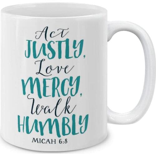 Christian Bible Micah 6:8 (Style 2) Ceramic Coffee Gift Mug Tea Cup, 11 OZ