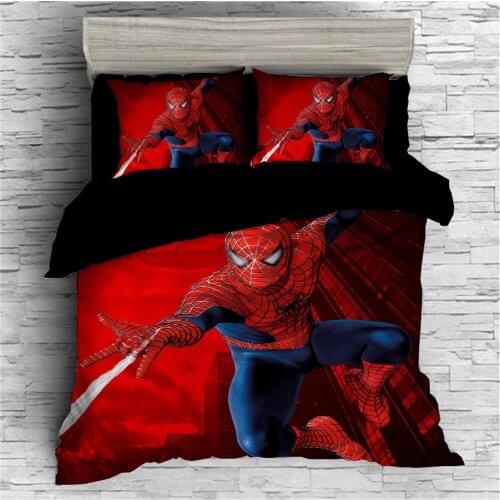 Disney Superhero Red Spiderman Duvet Cover Set Bed Linen 3D Character Pillowcases Twin Full Queen King Size Boys Adult Bedding
