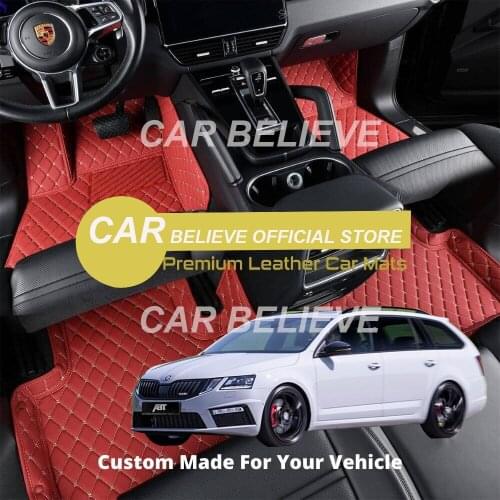 High quality Leather Car Floor mats for Skoda Octavia MK3 5E 2018 2017 2016 2015 2014 2013 Carpets Rugs Pads Accessories